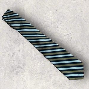 Vintage Silk Gold, Grey and Black Striped Harridge Row Neck Tie